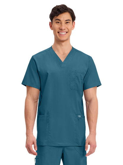 Men's 3-Pocket V-Neck Top - WW670 - Caribbean Blue
