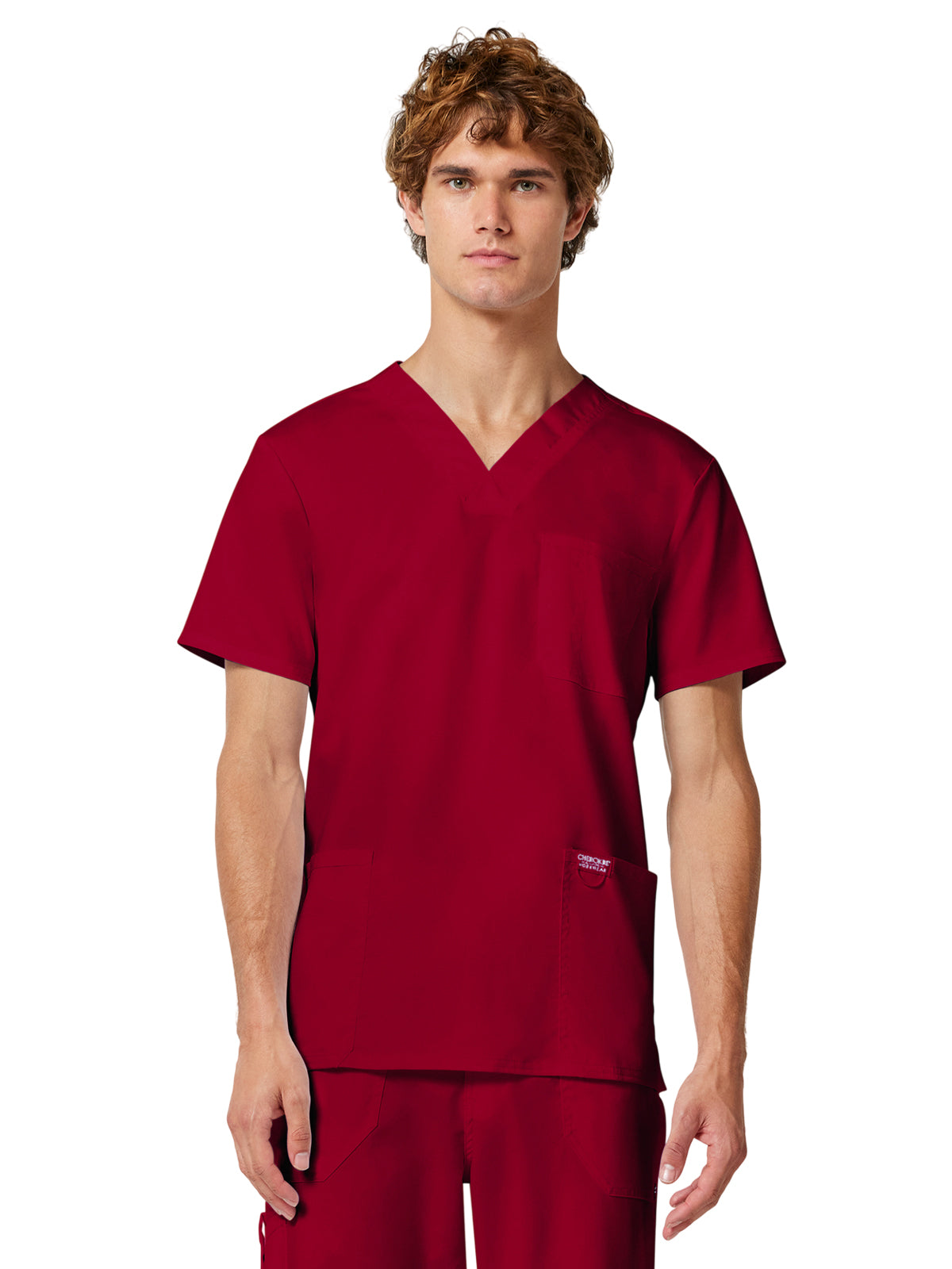 Men's 3-Pocket V-Neck Top - WW670 - Red