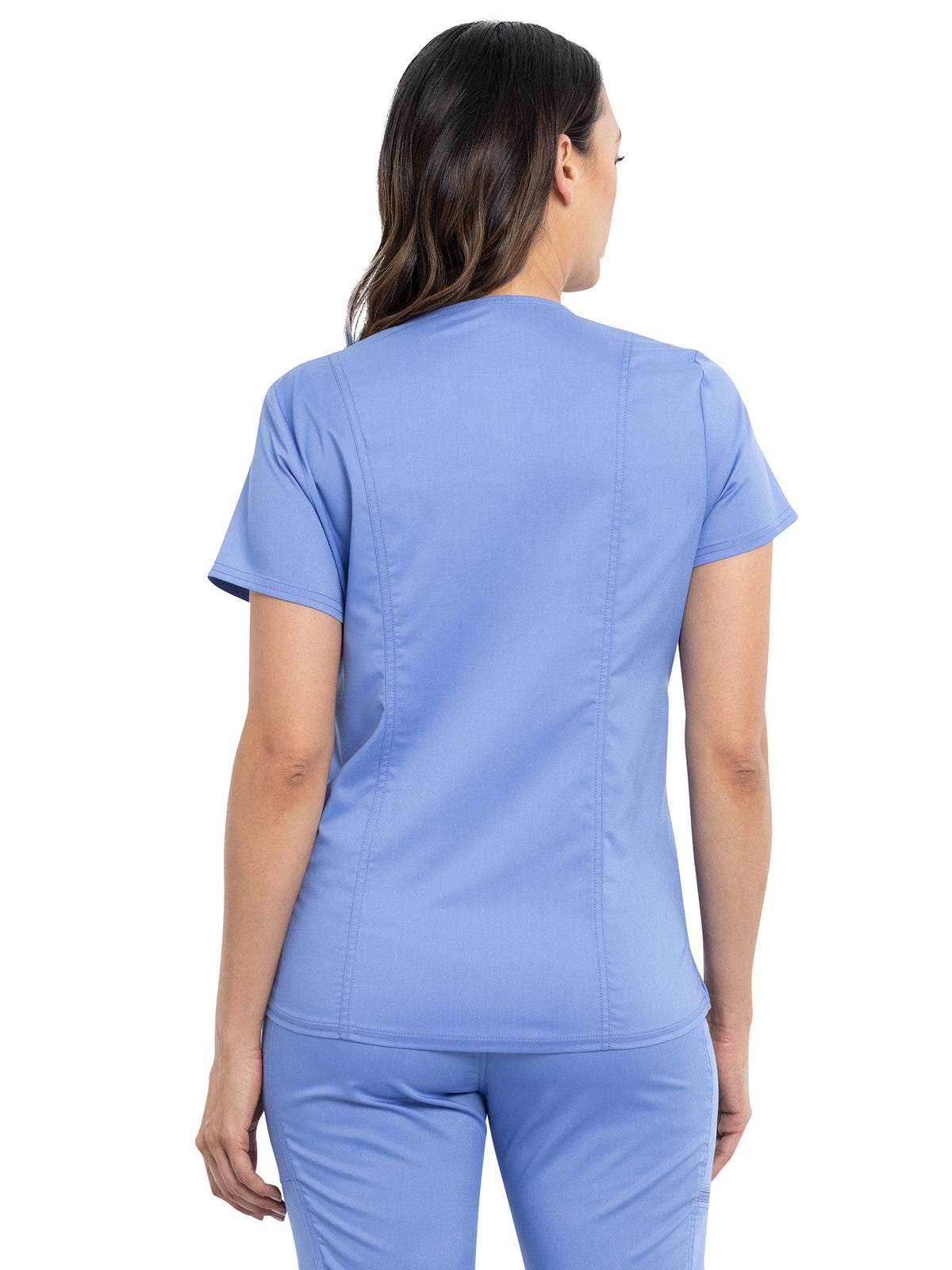 Women's 2-Pocket Maternity Mock Wrap Scrub Top - WW688 - Ciel