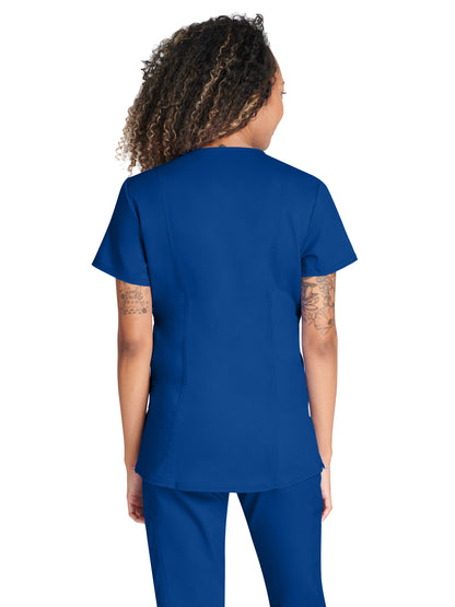 Women's 2-Pocket Maternity Mock Wrap Scrub Top - WW688 - Galaxy Blue