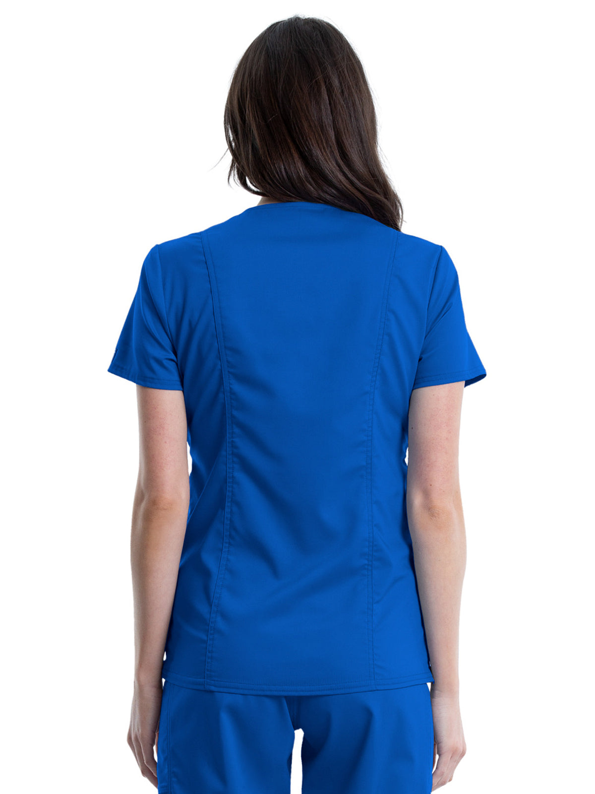 Women's 2-Pocket Maternity Mock Wrap Scrub Top - WW688 - Royal