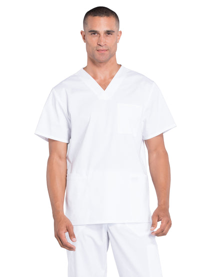 Men's 4-Pocket V-Neck Top - WW695 - White
