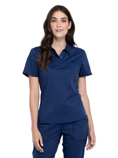 Women's 1-Pocket Tuckable Snap Front Polo Shirt - WW698 - Navy