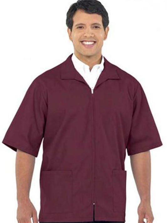 Unisex Zip Front Casual Shirt - 189 - Burgundy