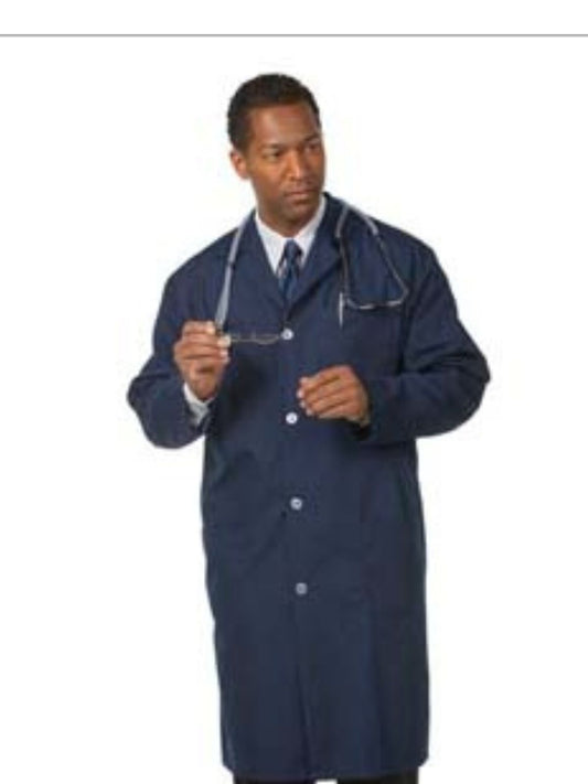 Unisex Three-Pocket 41" Full-Length Lab Coat - 431 - Navy