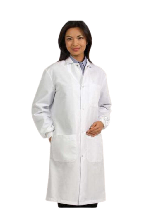 Unisex Three-Pocket 41" Full-Length Convertible Collar Lab Coat - 439 - White