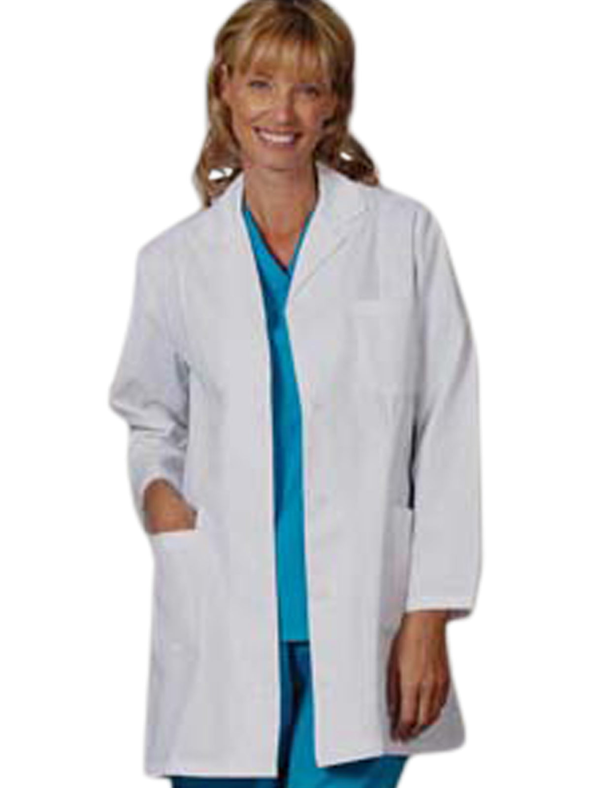 Women's Three-Pocket 35" Fashion Lab Coat - 444 - White