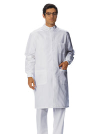 Unisex Snap Closure Pinstripe Protective Coat - 6427 - White