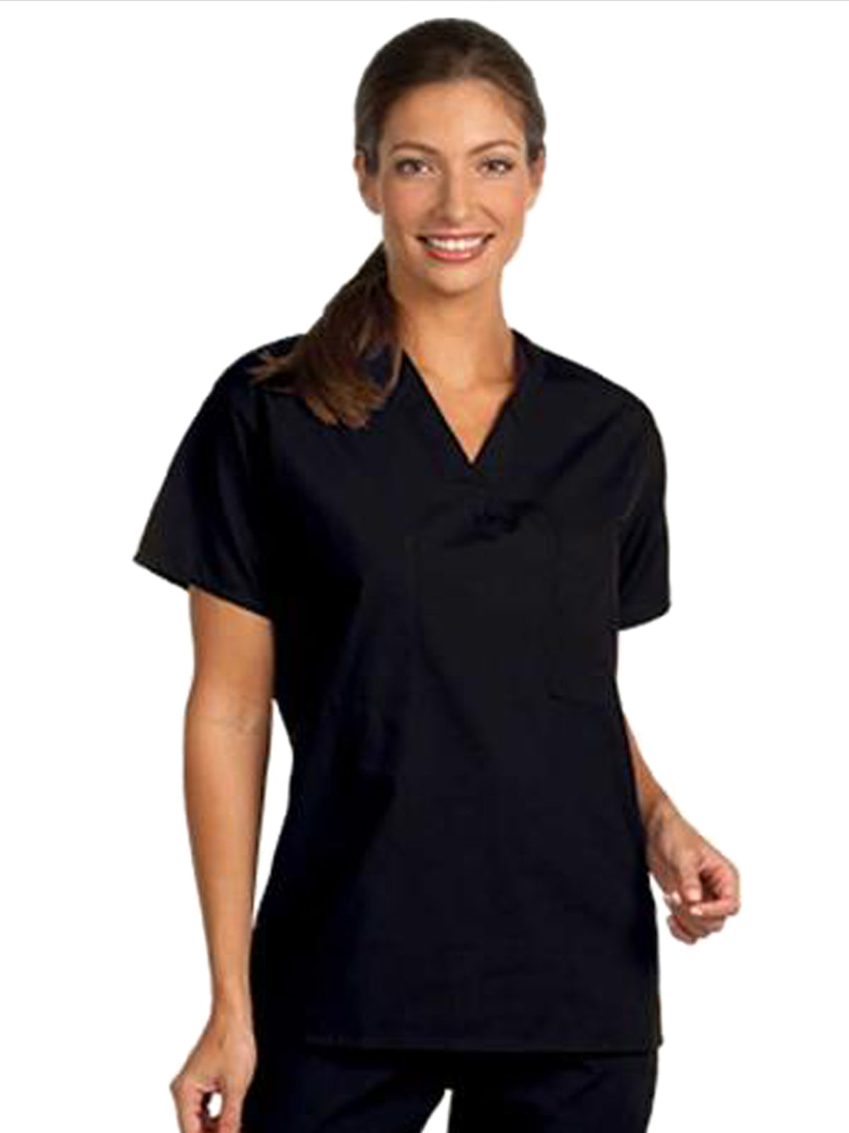 Unisex Reversible V-Neck Scrub Top in Black - 6601 - Black