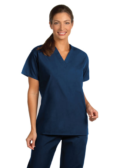 Unisex No Pocket Reversible Set-In Sleeve Scrub Shirt - 6675 - Navy