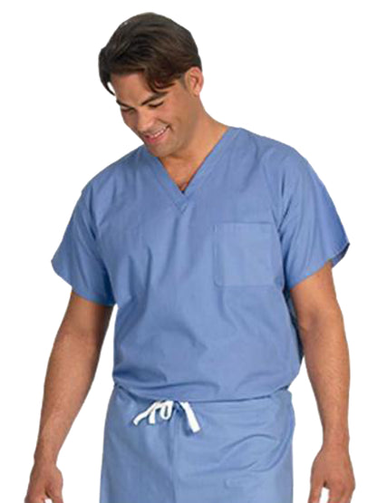 Unisex Reversible V-Neck Top in Ciel Blue - 6691 - Ciel Blue