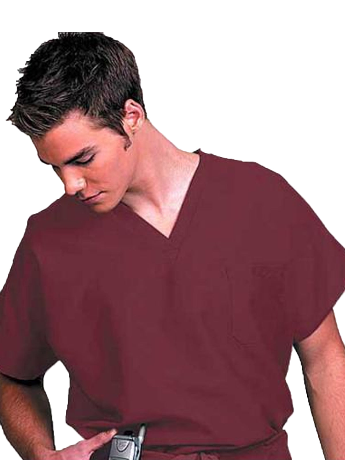 Unisex 1-Pocket Scrub Top in Burgundy - 78741 - Burgundy