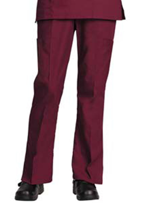 Women's Drawstring Flare Cargo Pant - 8001 - Burgundy