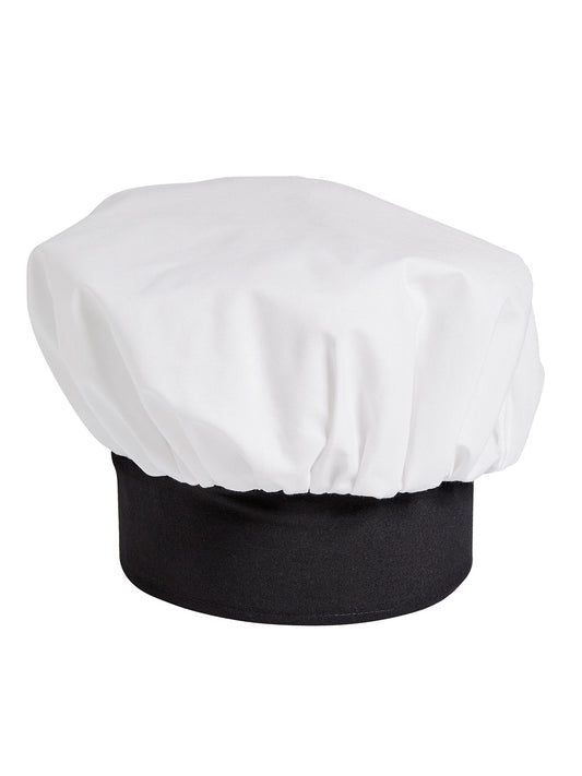 Unisex Ajustable Poplin Chef Hat - 0100 - White/Black