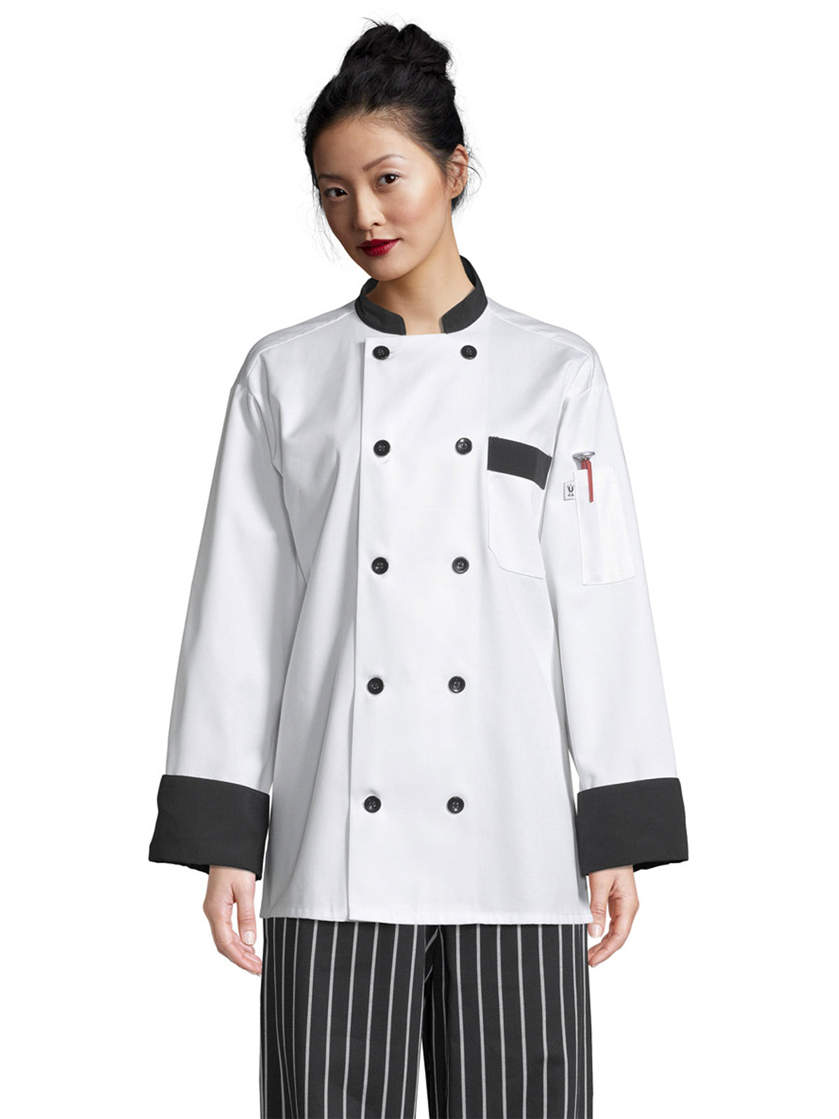 Unisex Chef Coat - 0404 - White/Black