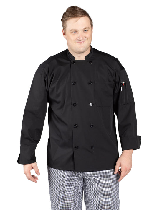 Unisex Reinforced Bar Tacking Chef Coat - 0422 - Black