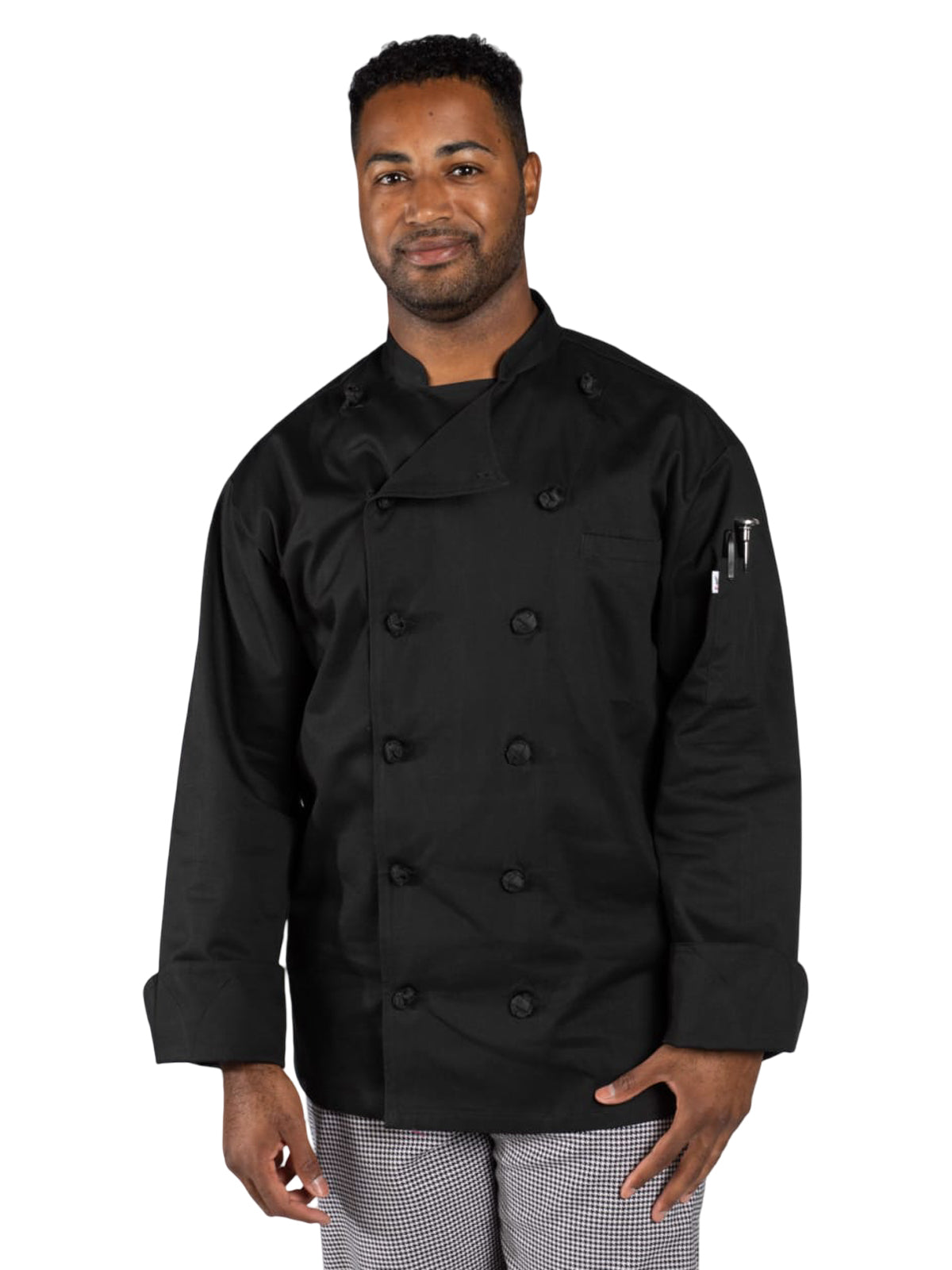 Unisex Reinforced Bar Tacking Chef Coat - 0425C - Black