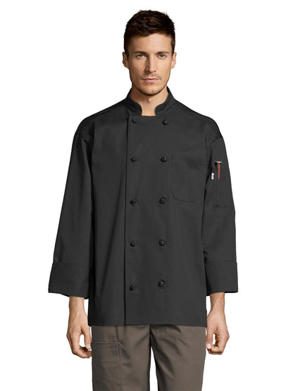 Unisex Reinforced Bar Tacking Chef Coat - 0427 - Black