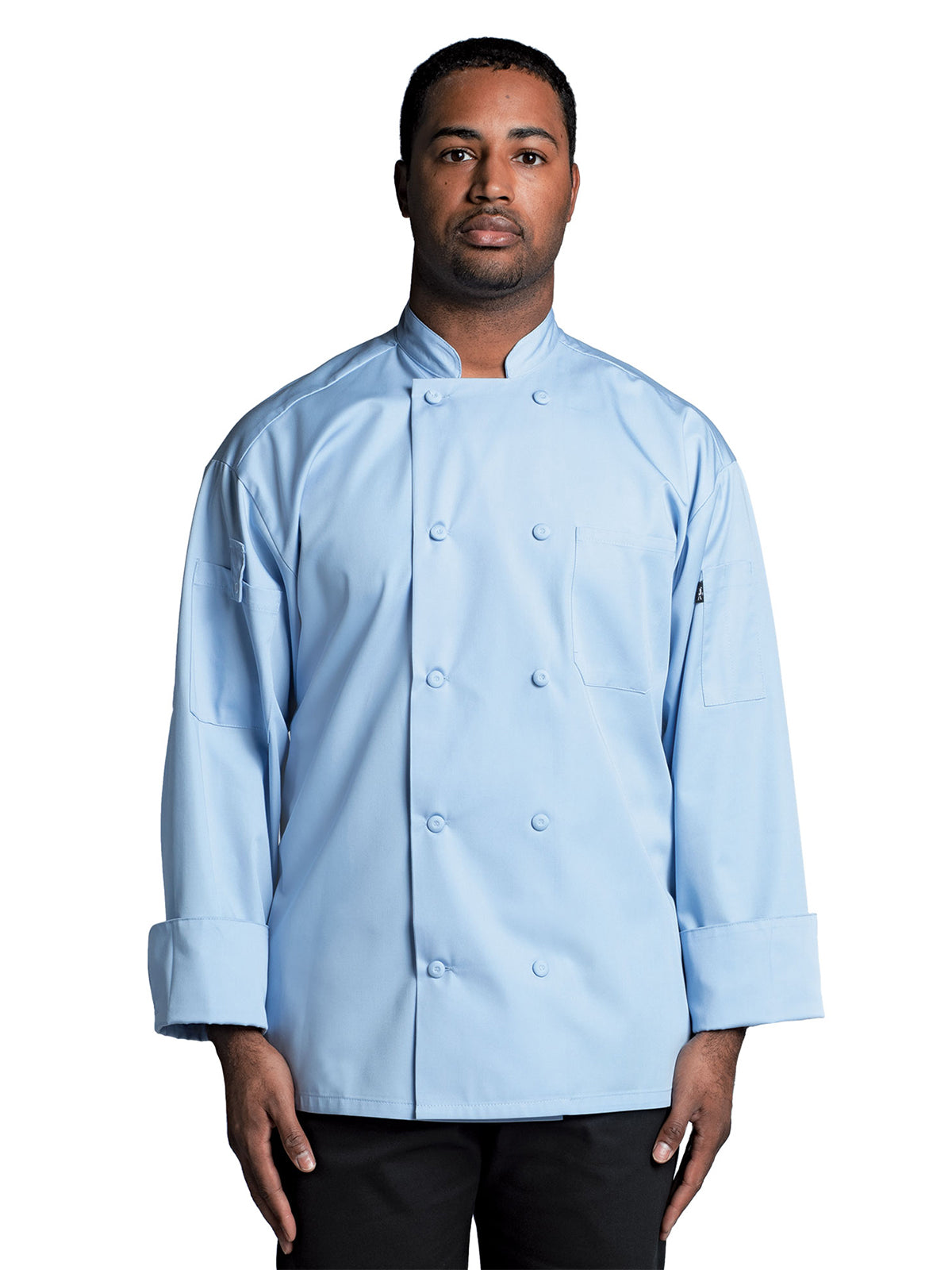 Unisex Mandarin Collar Chef Coat - 0706 - Sky Blue