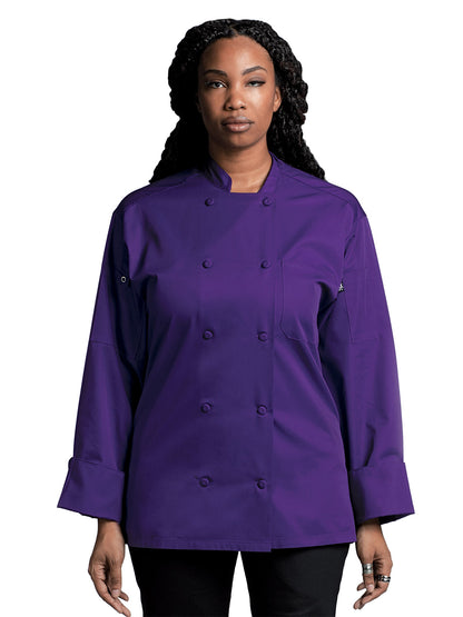 Unisex Mandarin Collar Chef Coat - 0706 - Grape