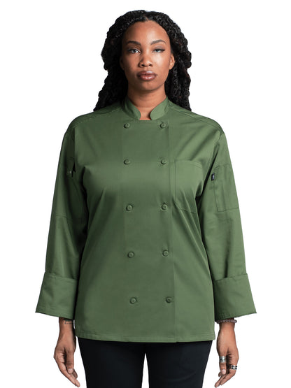 Unisex Mandarin Collar Chef Coat - 0706 - Sea Green