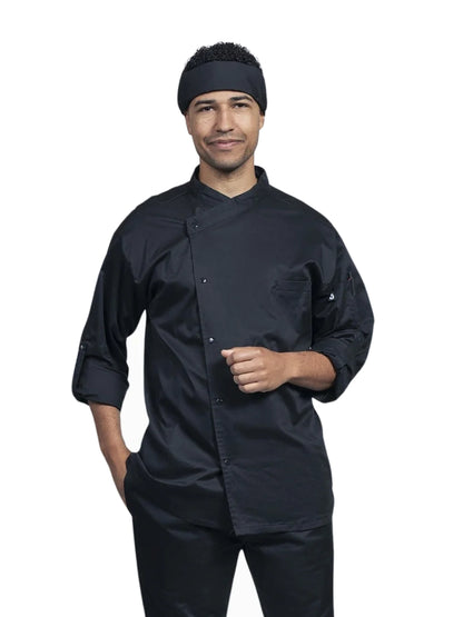 Unisex 2-Pocket Como Chef Coat - 0708 - Black