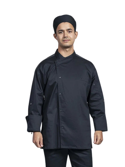 Unisex 2-Pocket Capri Chef Coat - 0708HC - Black