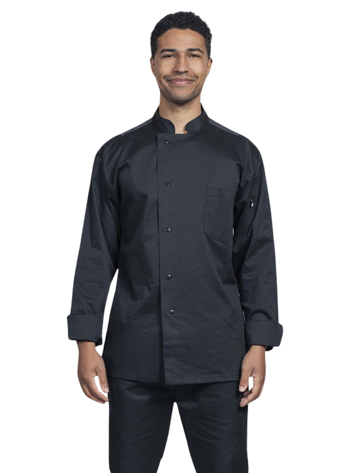 Unisex 2-Pocket Genoa Chef Coat - 0715HC - Black