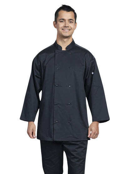 Unisex Two-Pocket Split Chef Coat - 0719HC - Black