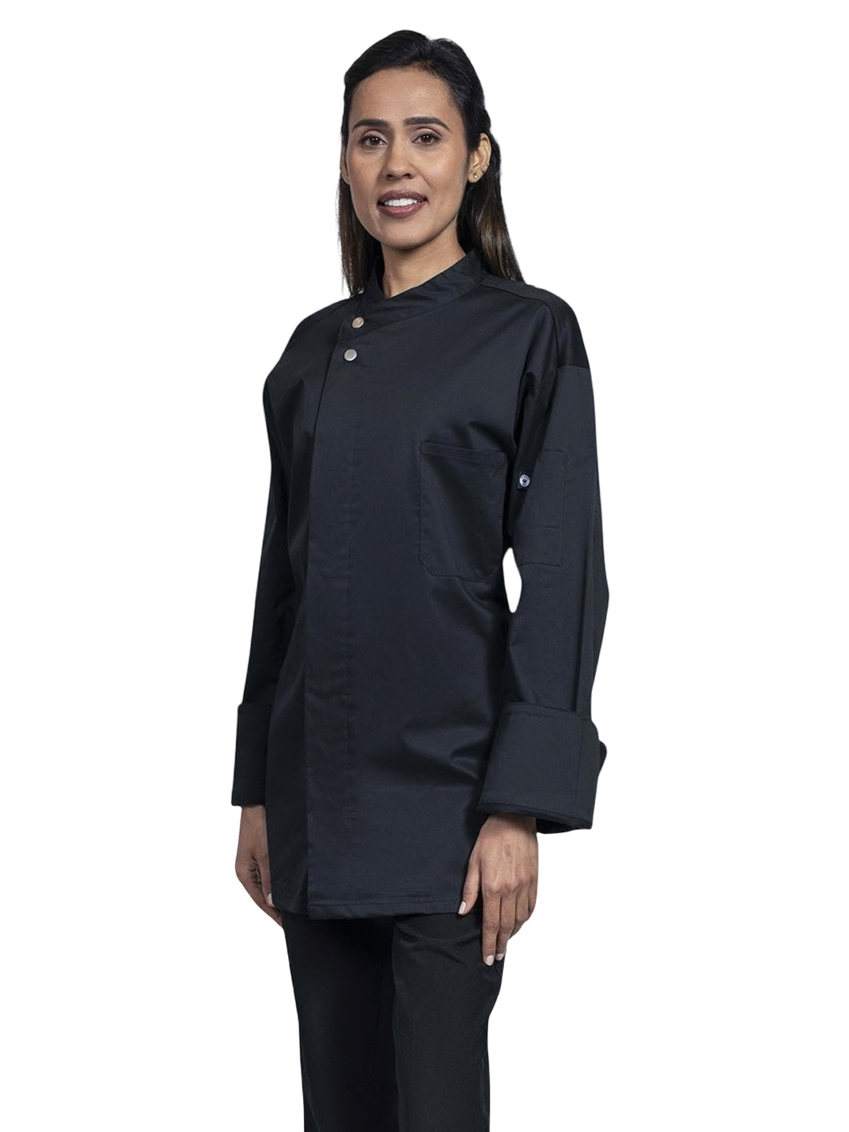 Unisex 2-Pocket Bologna Chef Coat - 0721 - Black