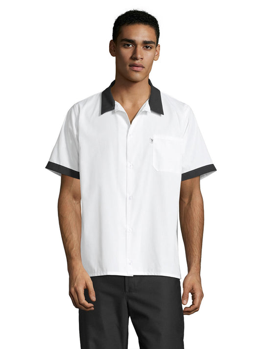 Unisex Six Button Shirt - 0955 - White/Black