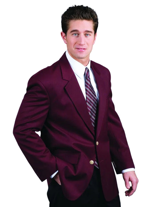 Men's 6-Pocket Single-Breasted Blazer - 1000 - Burgundy