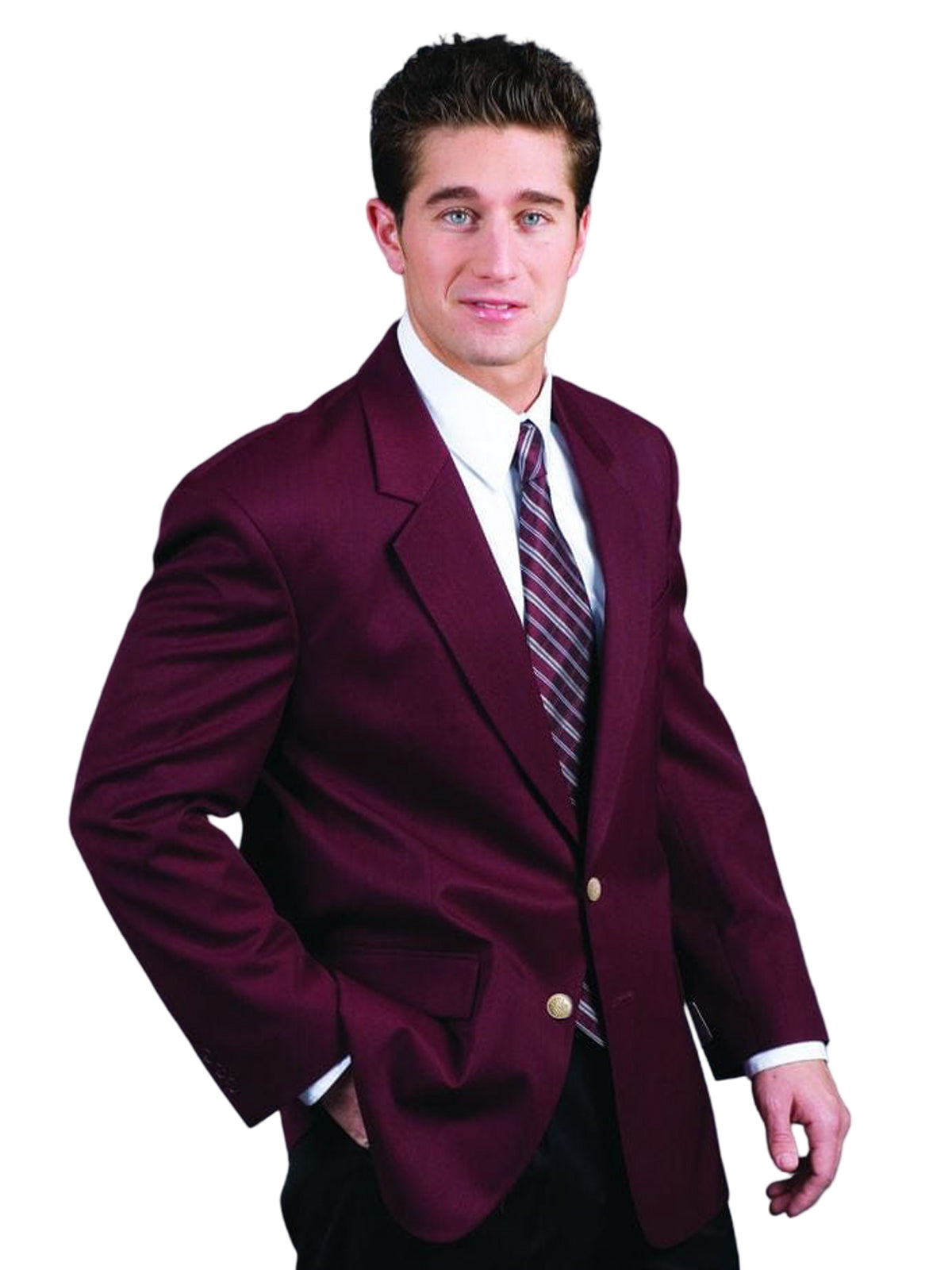 Men's 6-Pocket Single-Breasted Blazer - 1000C - Burgundy