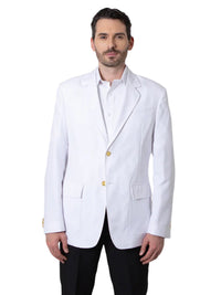 Men's 6-Pocket Single-Breasted White Blazer - 1000W - White