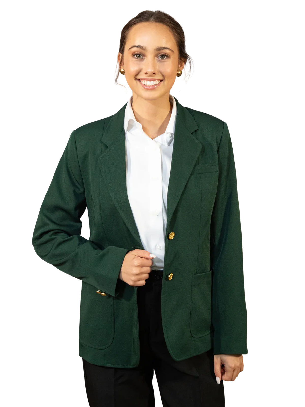 Women's 6-Pocket Single-Breasted Blazer - 2000 - Hunter Green