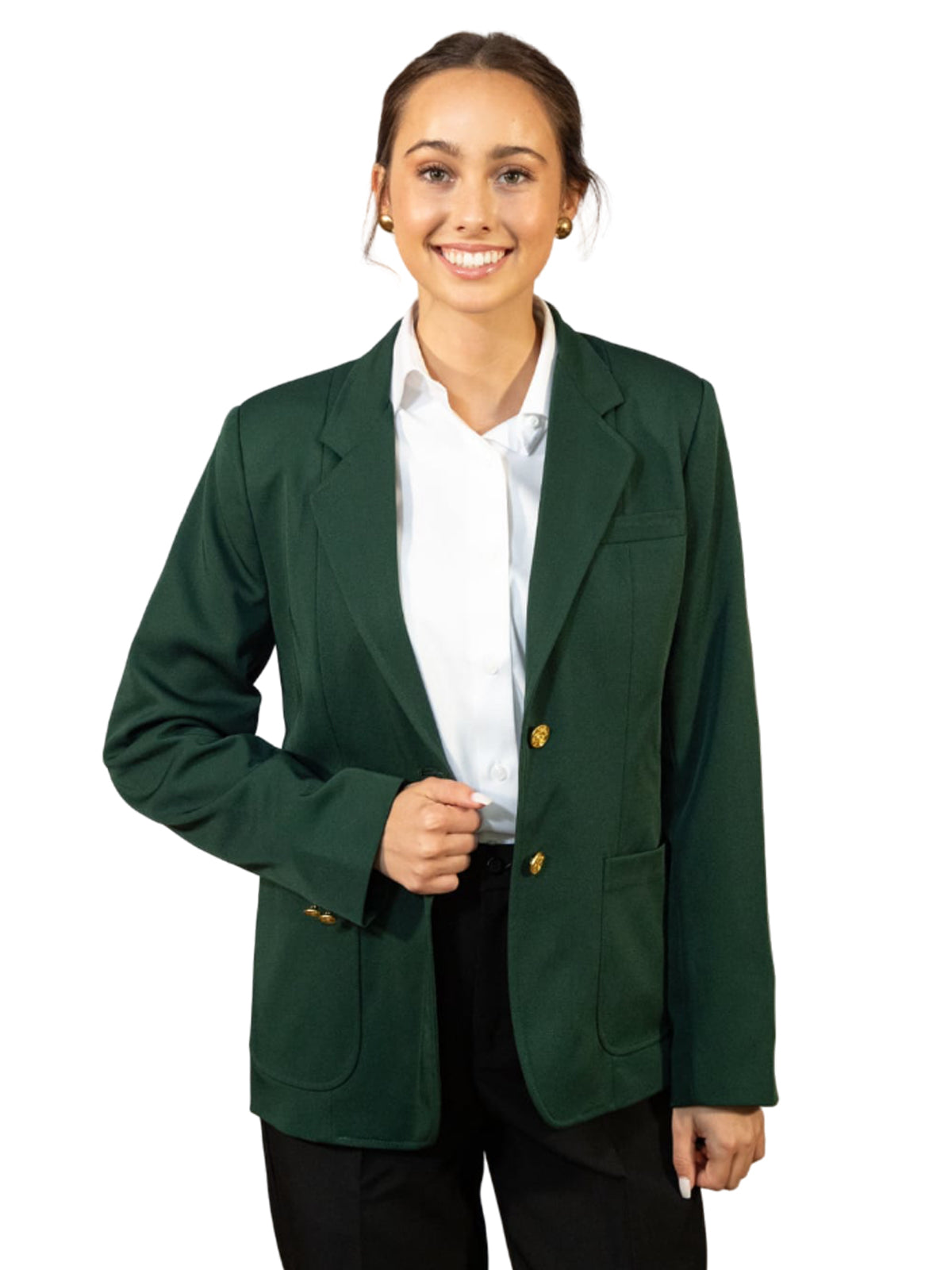 Women's 6-Pocket Single-Breasted Blazer - 2000C - Hunter Green