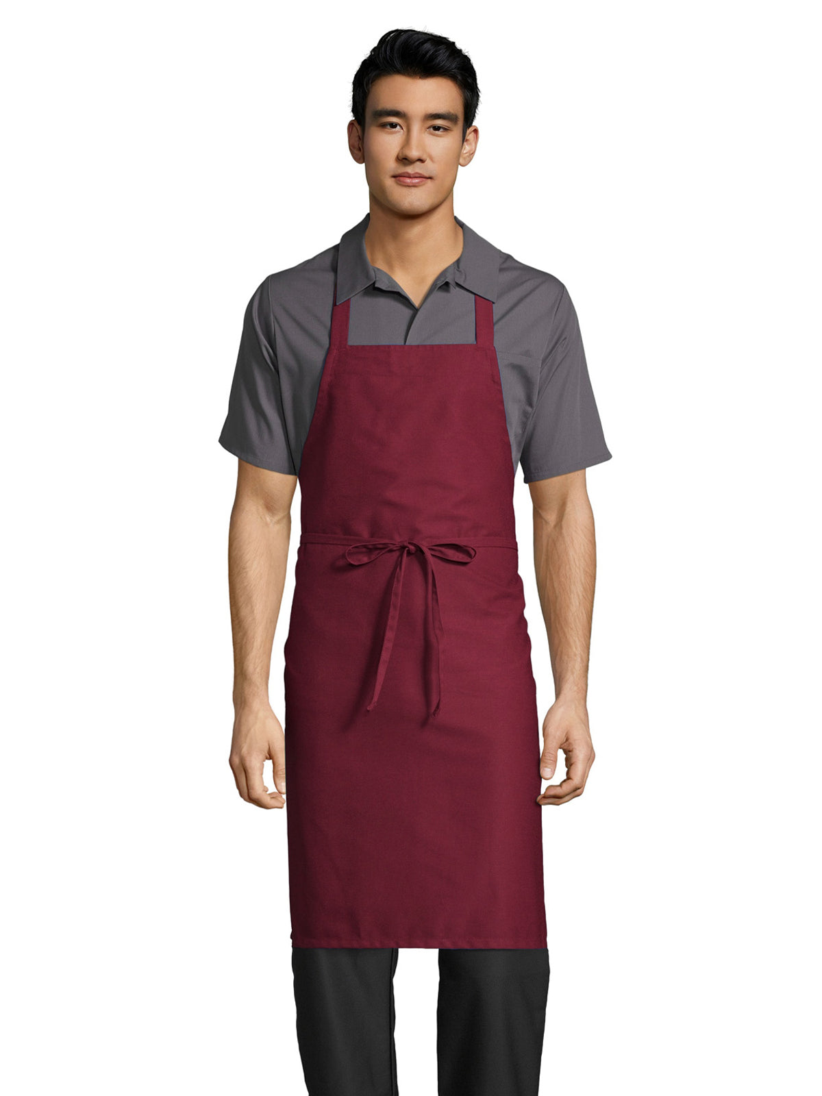 Unisex No Pocket Apron - 3000 - Burgundy