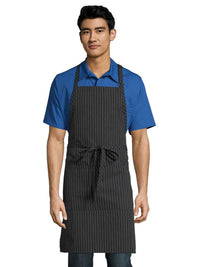 Unisex Sliding Adjustable Neck Apron - 3018 - Black/White Pinstripe
