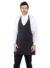 Unisex 2-Pocket Formal V-Neck Apron - 3041 - Pinstripe