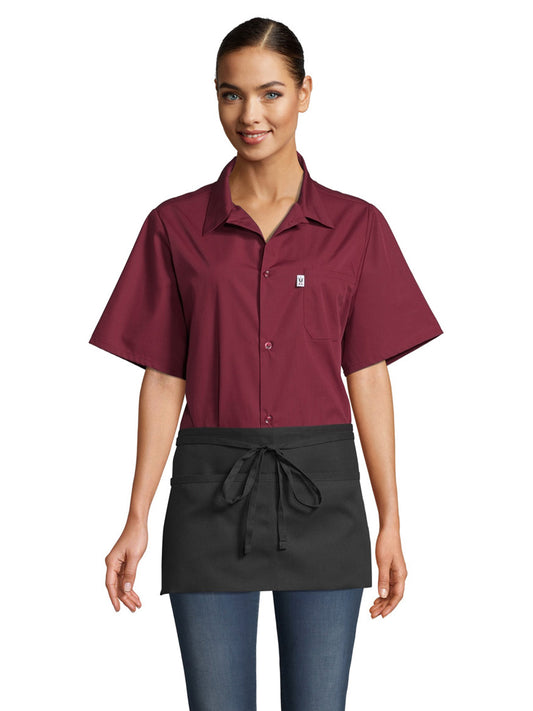 Unisex Two-Section Patch Pocket Apron - 3065 - Black