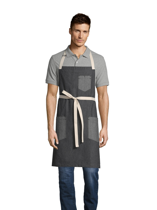 Unisex Apron - 3104 - Pinstripe Denim/Natural