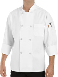 Unisex Eight Pearl Button Thermometer Pocket 30" Chef Coat - 0413 - White