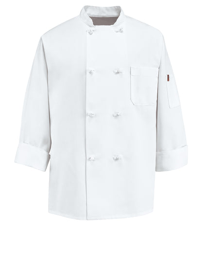 Unisex Eight Knot Button 30" Chef Coat - 0414 - White