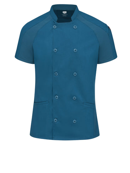 Women's Airflow Raglan Chef Coat with OilBlok - 051W - Teal with Teal Mesh