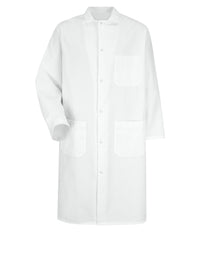 Unisex Gripper-Front Interior Chest Pocket 44.75" Butcher Frock - 4004 - White