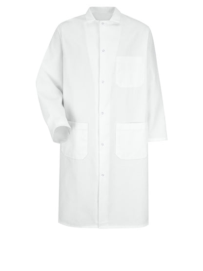 Unisex Gripper-Front Interior Chest Pocket 44.75" Butcher Frock - 4004 - White