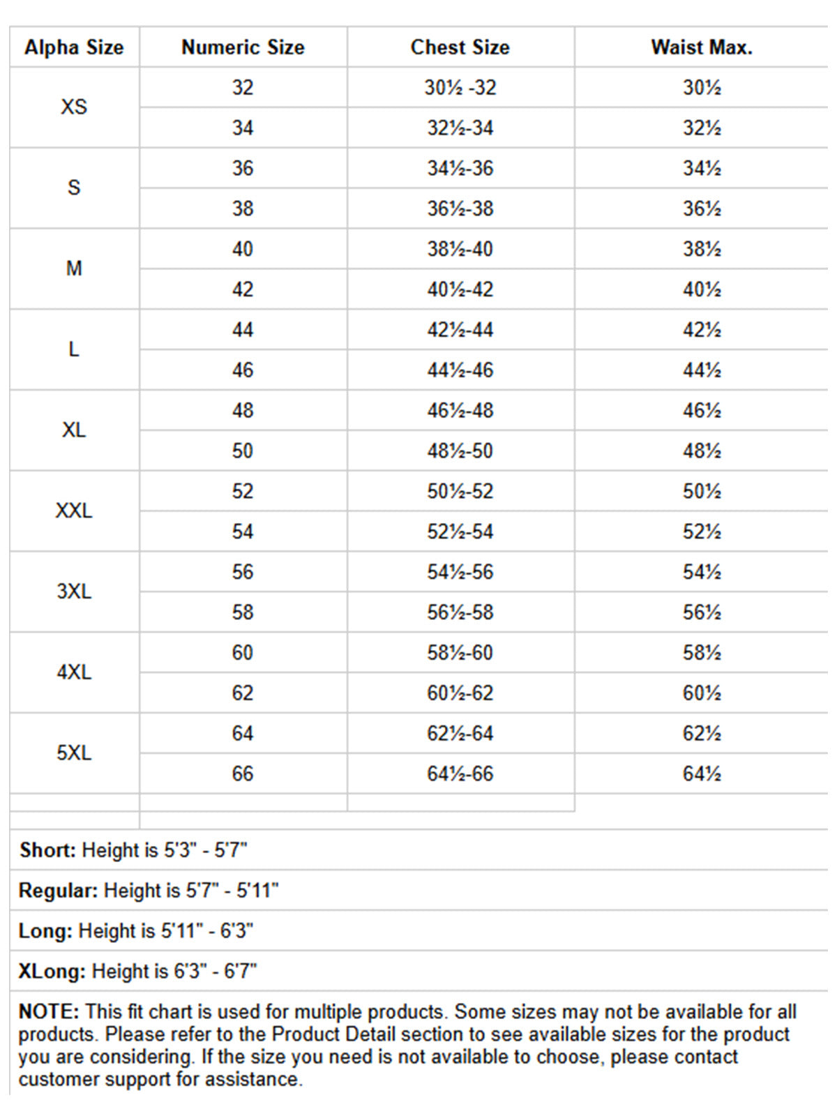 SIZECHART