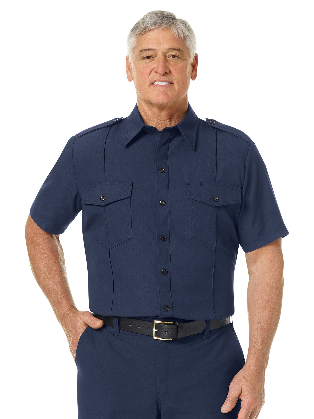 Men's Classic Short Sleeve Fire Chief Shirt - FSC6 - Navy