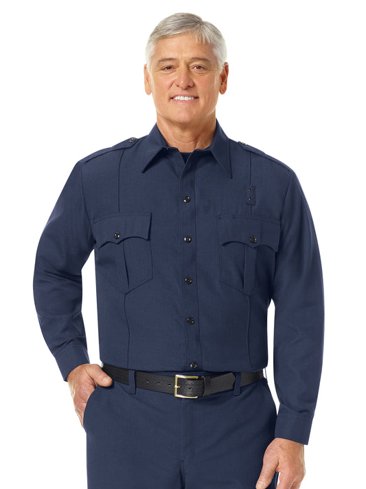 Men's Classic Long Sleeve Fire Officer Shirt - FSE0 - Navy