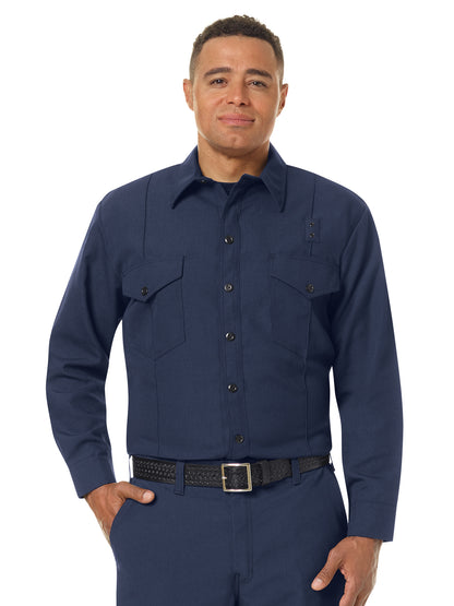 Men's Classic Long Sleeve Western Firefighter Shirt - FSF4 - Navy